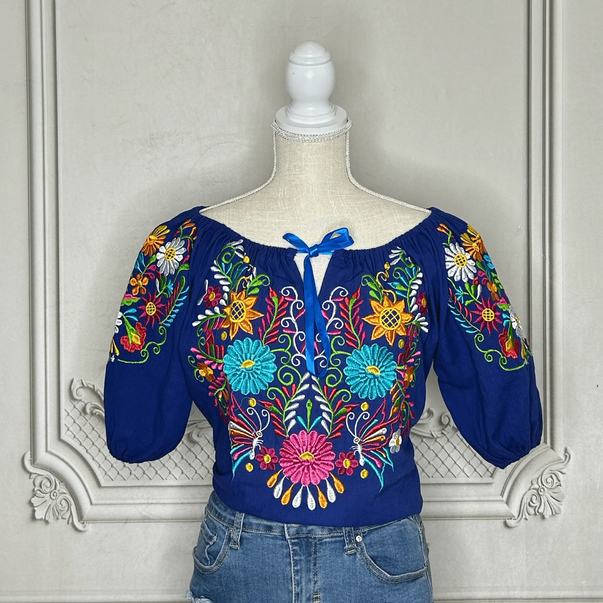 Sleeve Off Shoulder Mexican Blouse Daisy