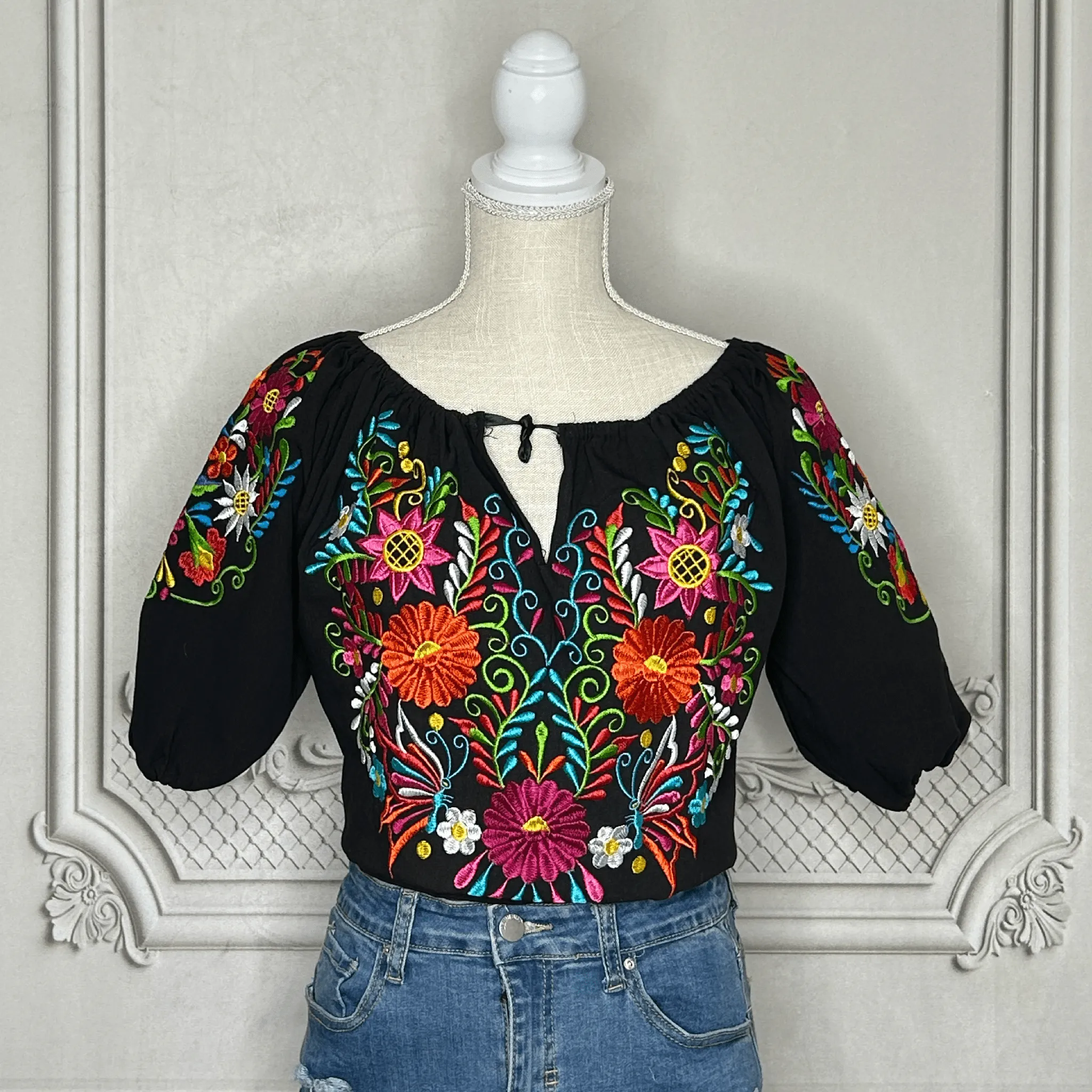 Sleeve Off Shoulder Mexican Blouse Daisy