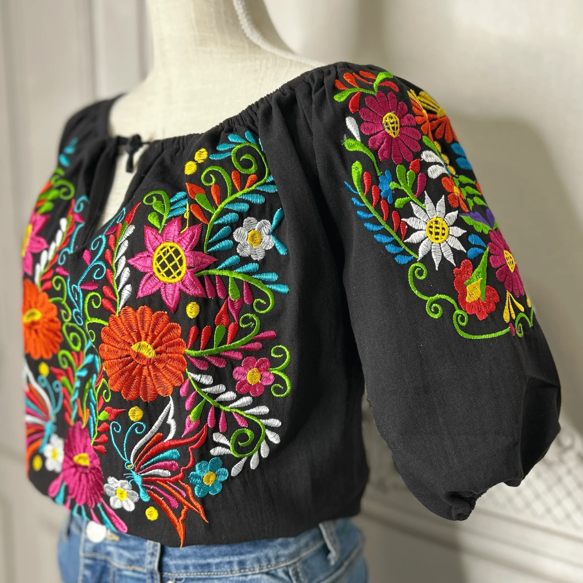 Sleeve Off Shoulder Mexican Blouse Daisy