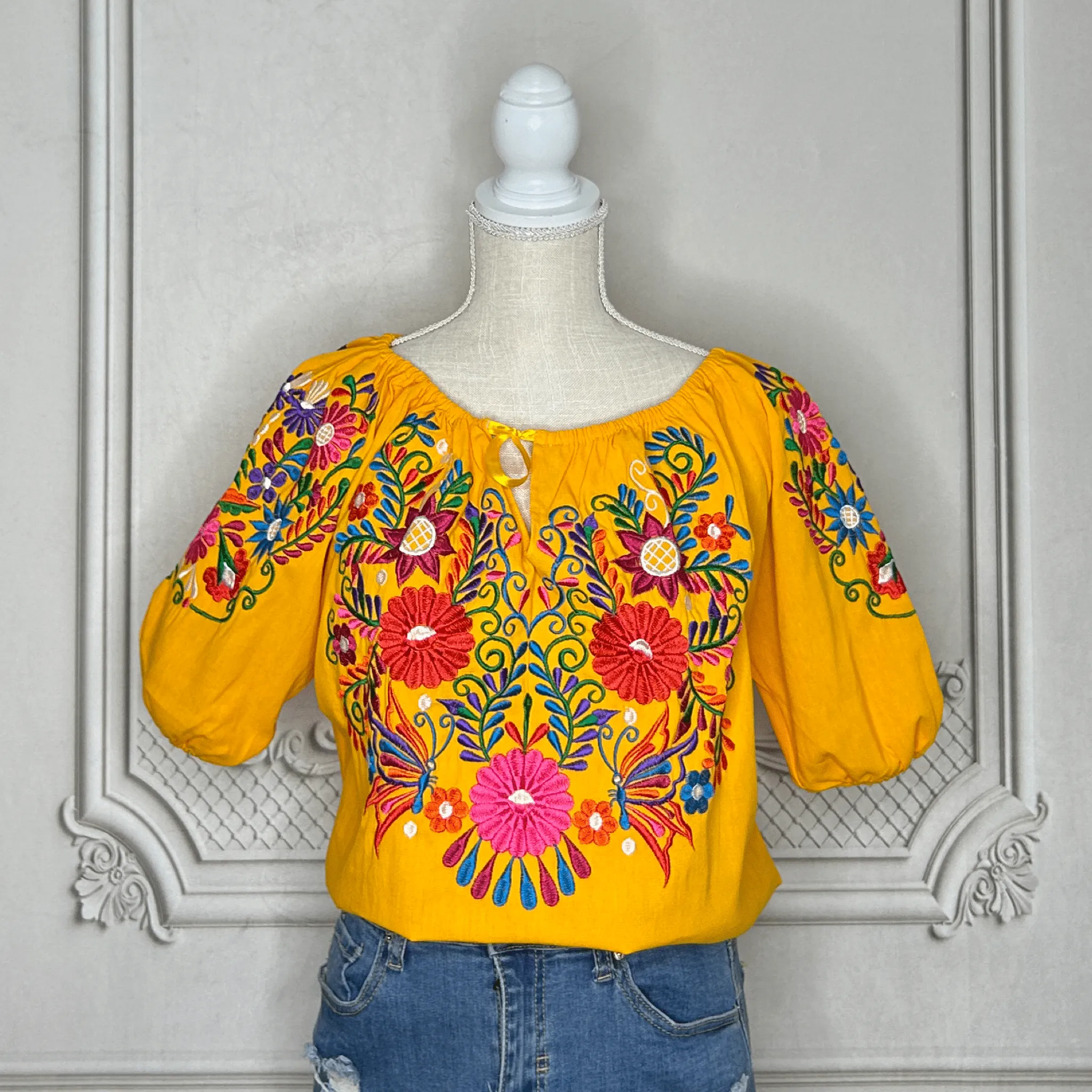 Sleeve Off Shoulder Mexican Blouse Daisy