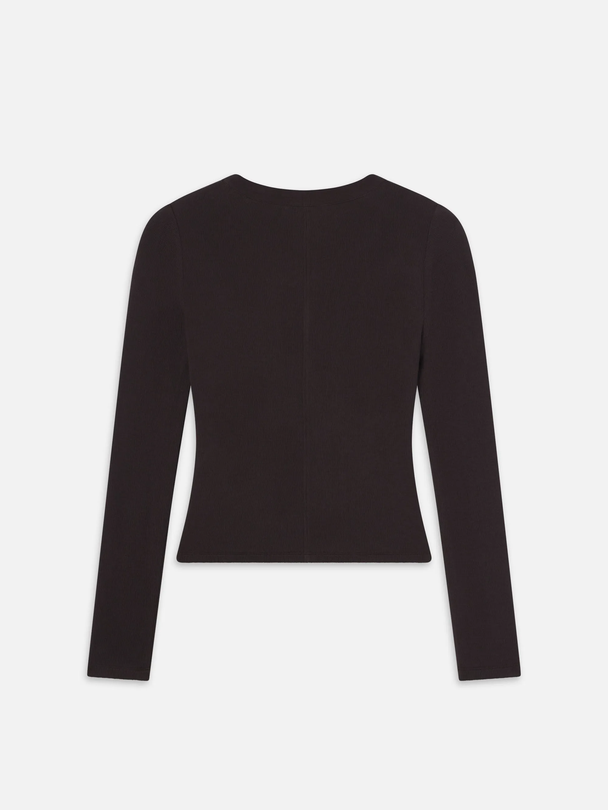 Slinky Long Sleeve Rib Henley -- Chocolate Brown