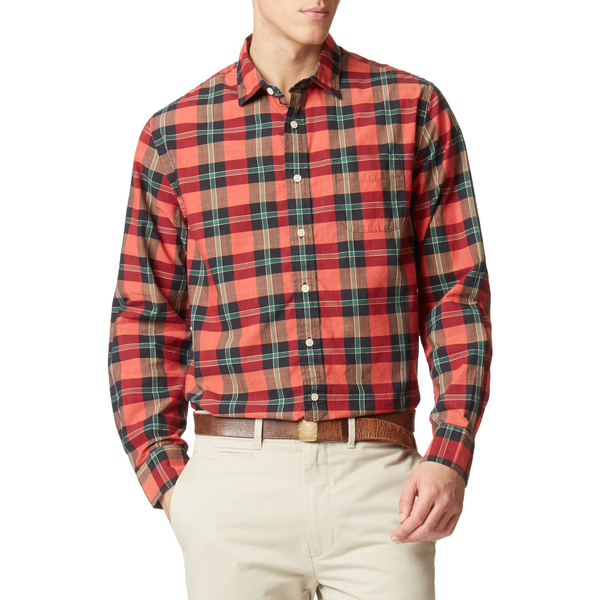 Slub Poplin Shirt - Red Black Green (Final Sale)*