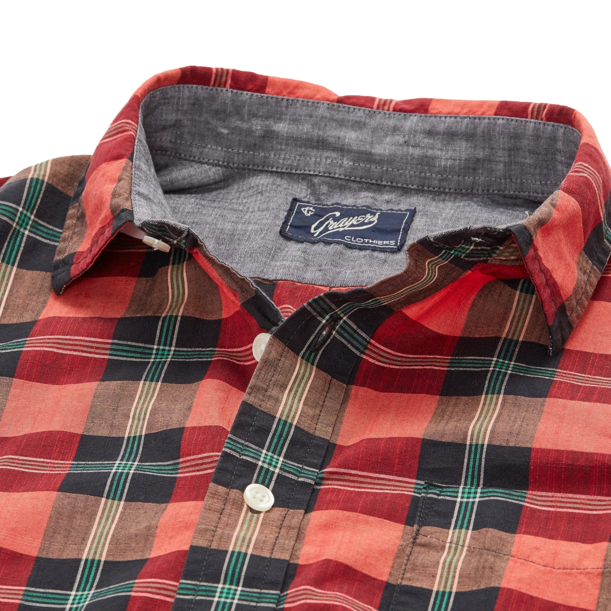 Slub Poplin Shirt - Red Black Green (Final Sale)*