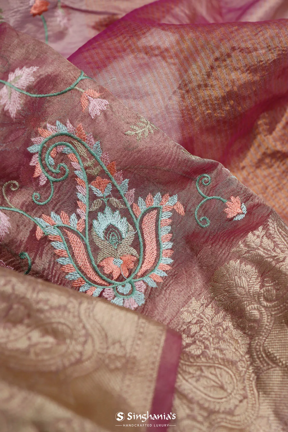 Smyrna Purple Crafted Tissue Saree