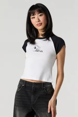 Snoopy Graphic Rhinestone Raglan T-Shirt