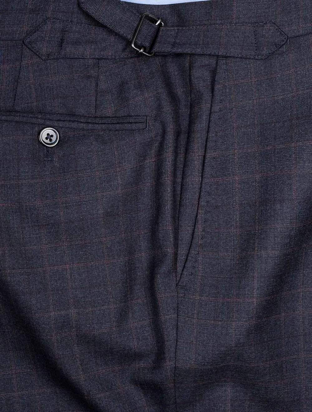 Super 170 Check Suit Blue