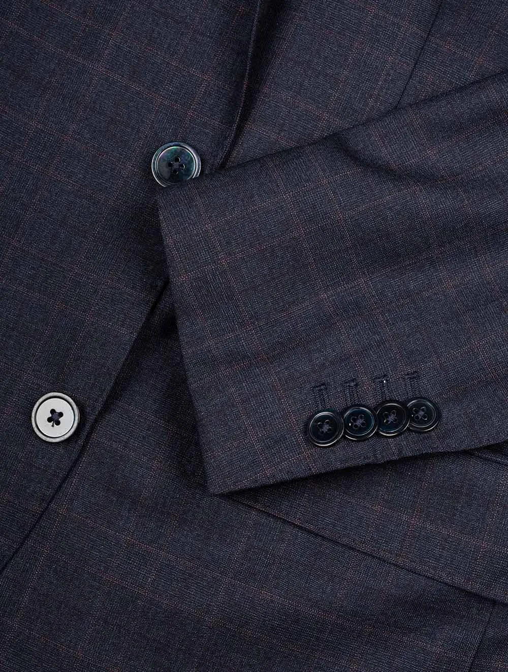Super 170 Check Suit Blue