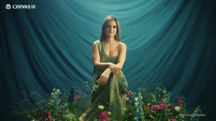 Susaane Khan in Nirmooha's GREEN PRINTED LUREX DRAPED JUMPSUIT   from our Ancienne Collection