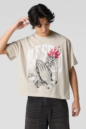 T-shirt carré à imprimé Blessed