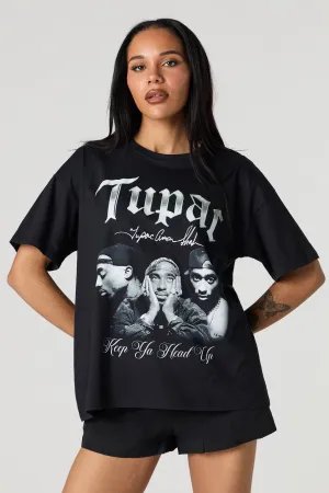 T-shirt de coupe garçonne à imprimé Tupac