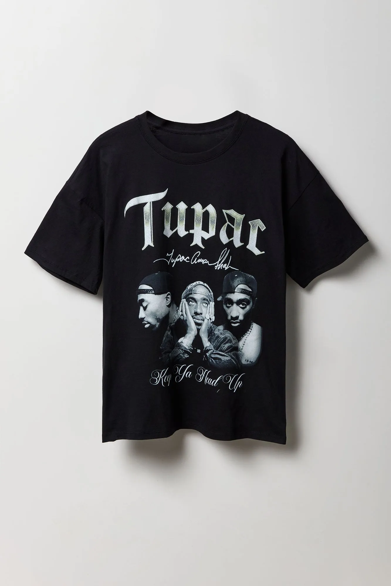 T-shirt de coupe garçonne à imprimé Tupac