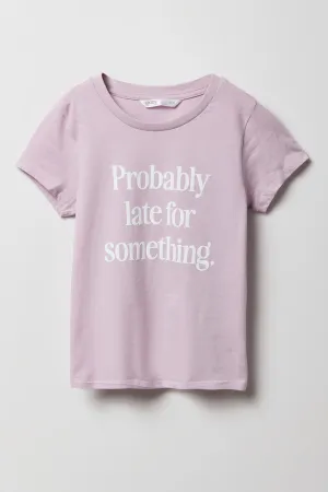 T-shirt à imprimé Probably Late pour fille