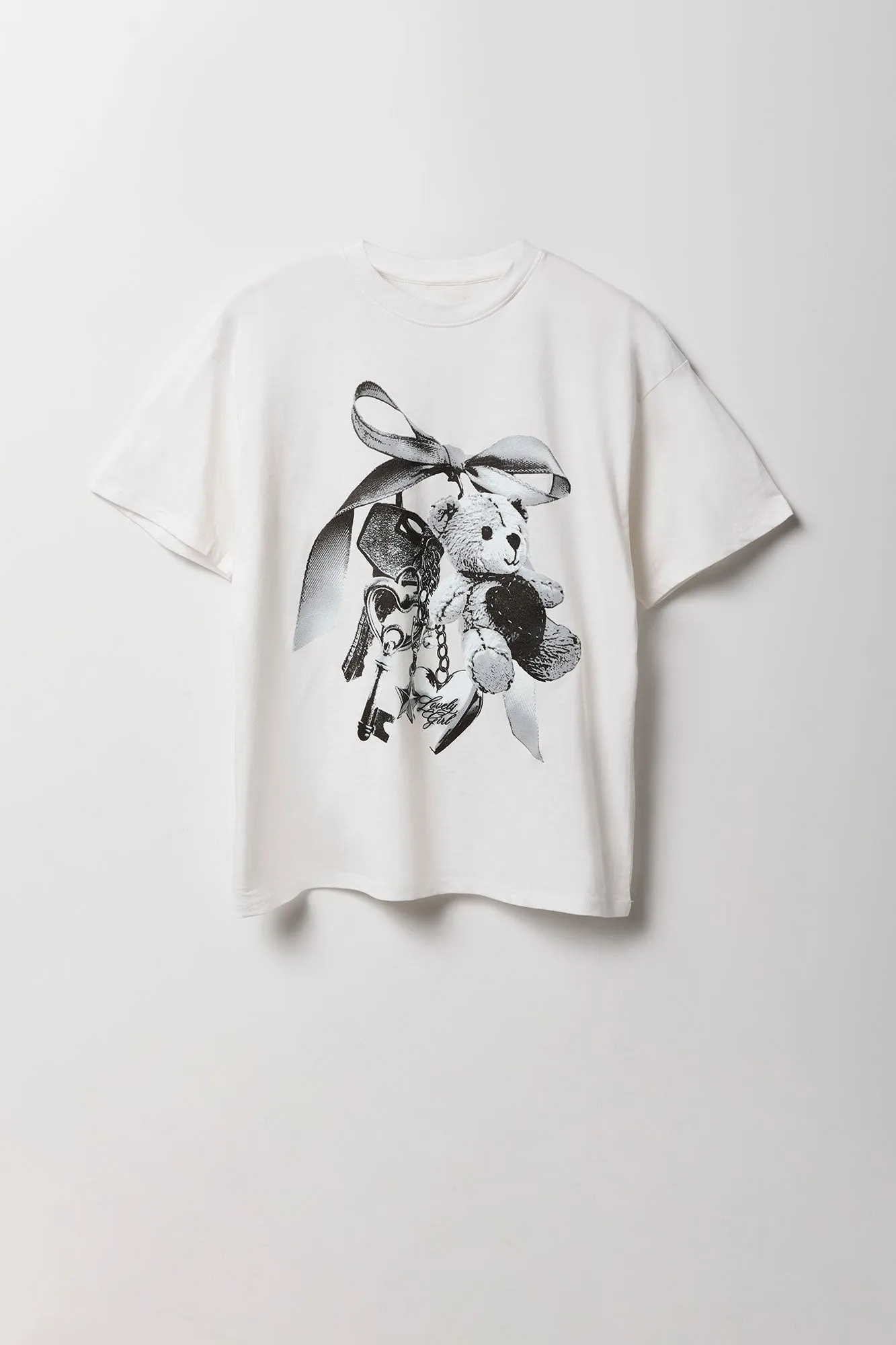 Teddy Keychain Graphic Boyfriend T-Shirt