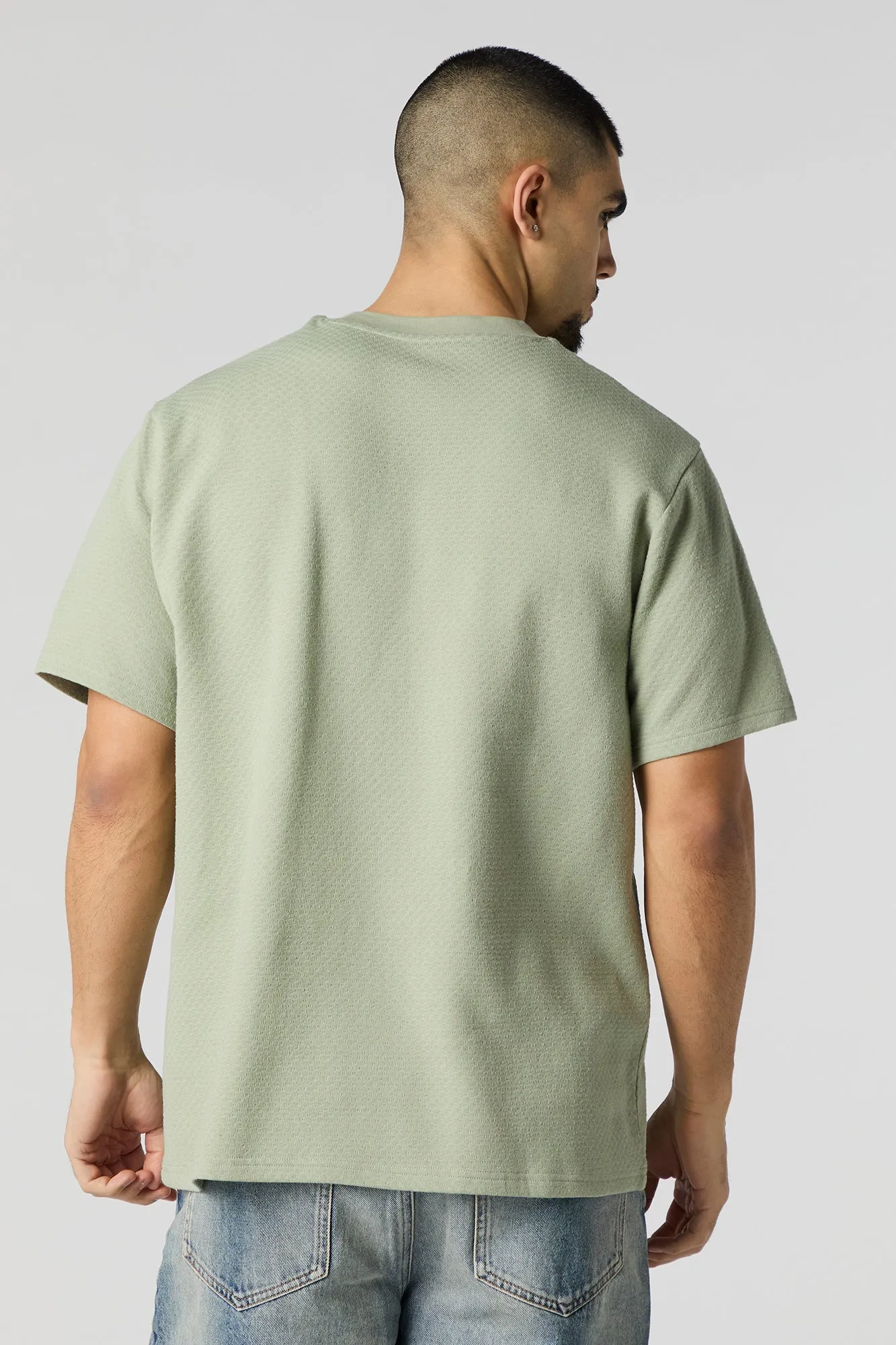 Textured Knit Crewneck T-Shirt