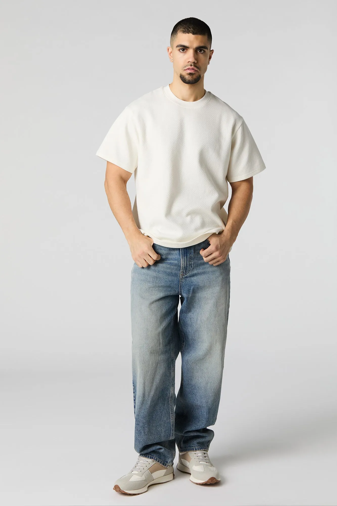 Textured Knit Crewneck T-Shirt