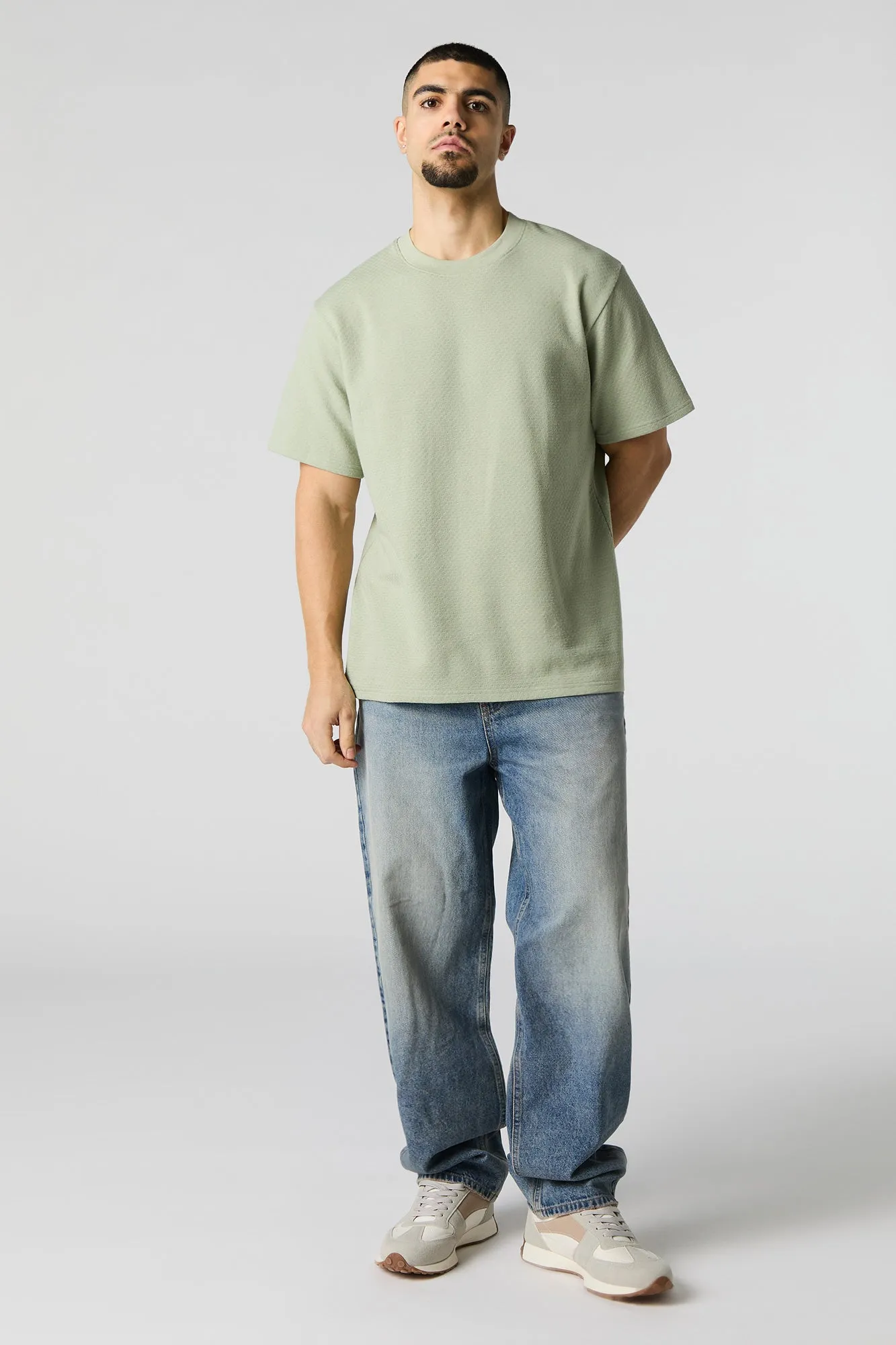 Textured Knit Crewneck T-Shirt