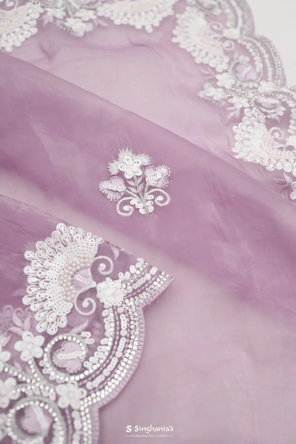 Thistle Purple Butti Silk Handcrafted Saree