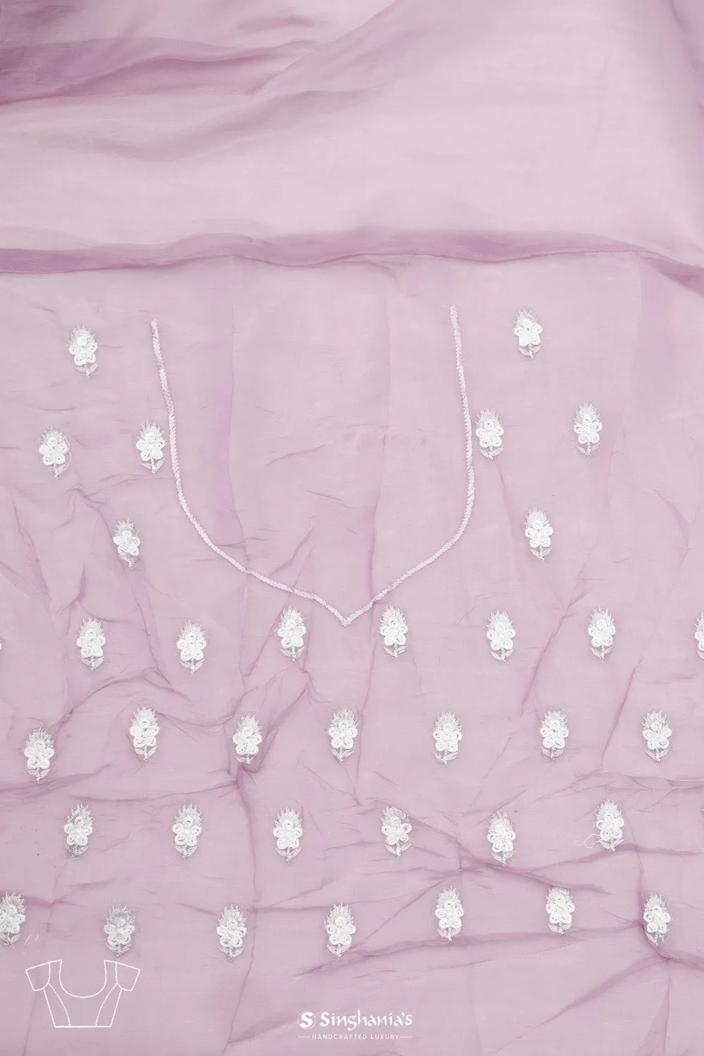Thistle Purple Butti Silk Handcrafted Saree