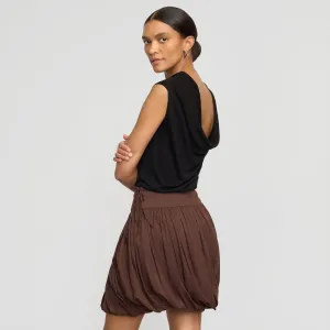 Vallo Semi-Sheer Cowl-Back Knit Blouse