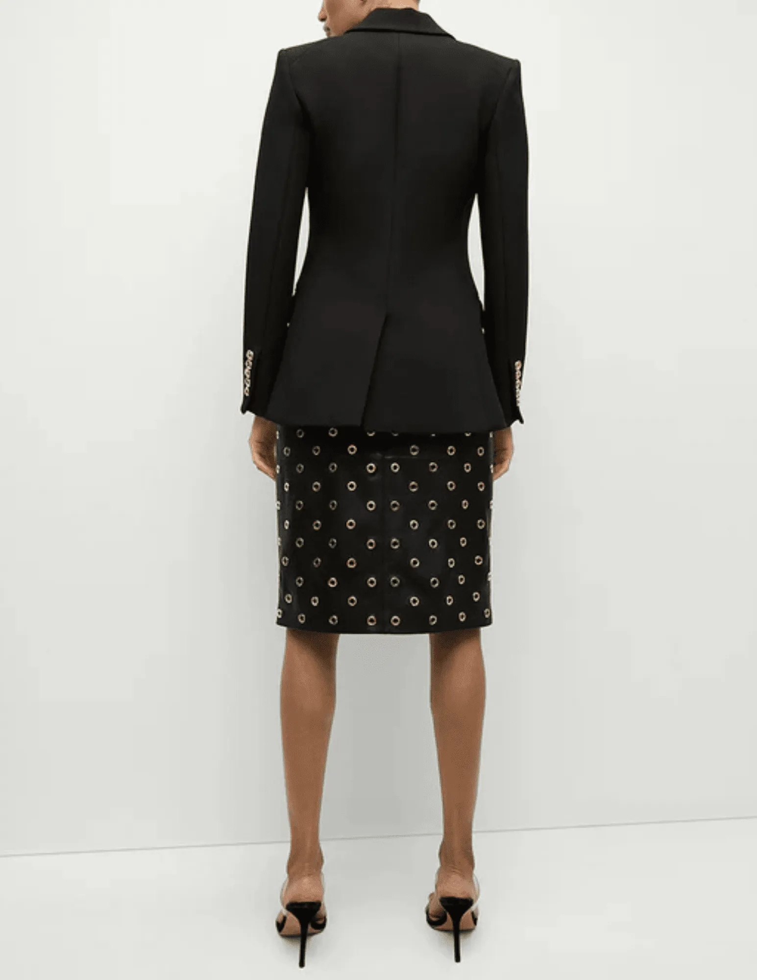 Veronica Beard Anderson Leather Grommet Skirt