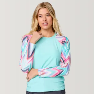 Women's Long Sleeve Swim Shirt with Built-in Bra