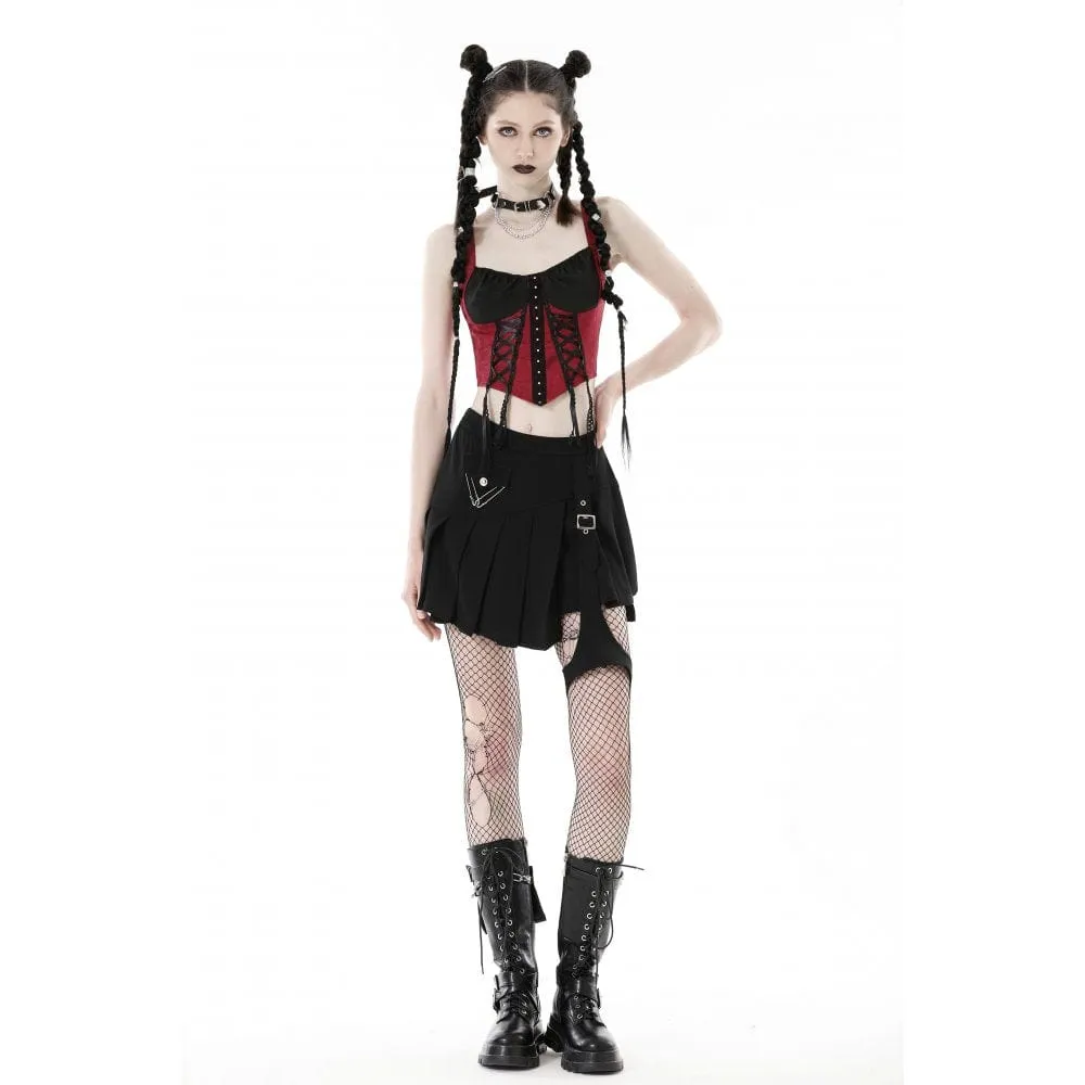 Women's Punk Irregular Buckle Pleated Skirt