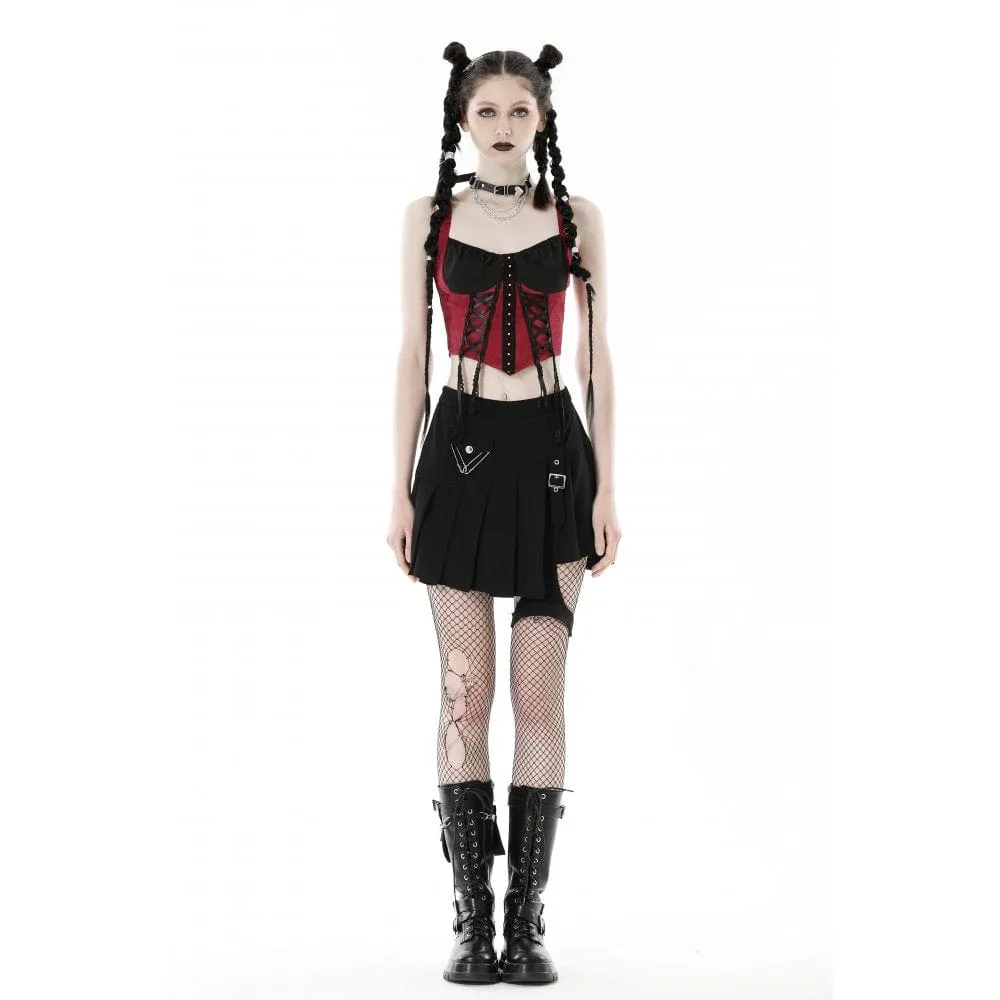 Women's Punk Irregular Buckle Pleated Skirt