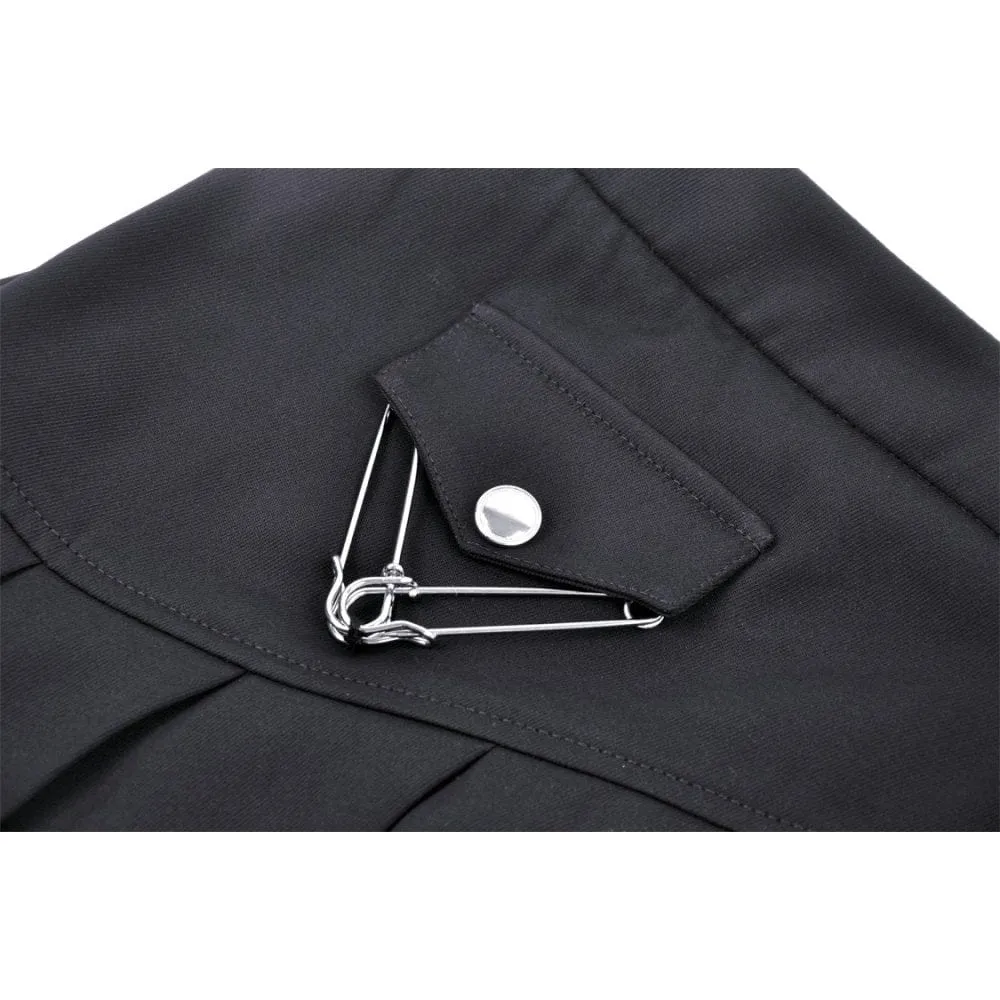 Women's Punk Irregular Buckle Pleated Skirt