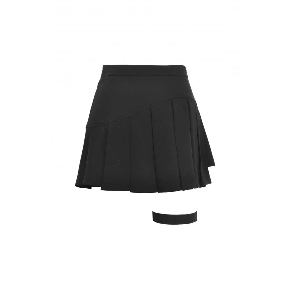 Women's Punk Irregular Buckle Pleated Skirt
