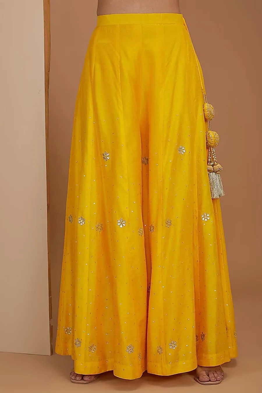 Yellow Hand Embroidered Sharara Set
