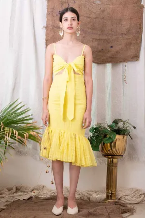 Yellow Knot Top & Skirt Co-Ord Set