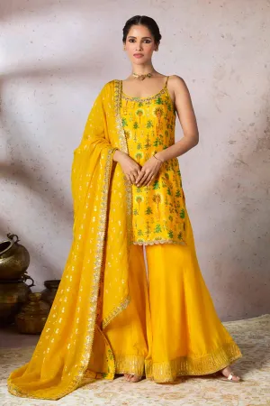 Yellow Nomadic Tribe Embellished Sharara Set