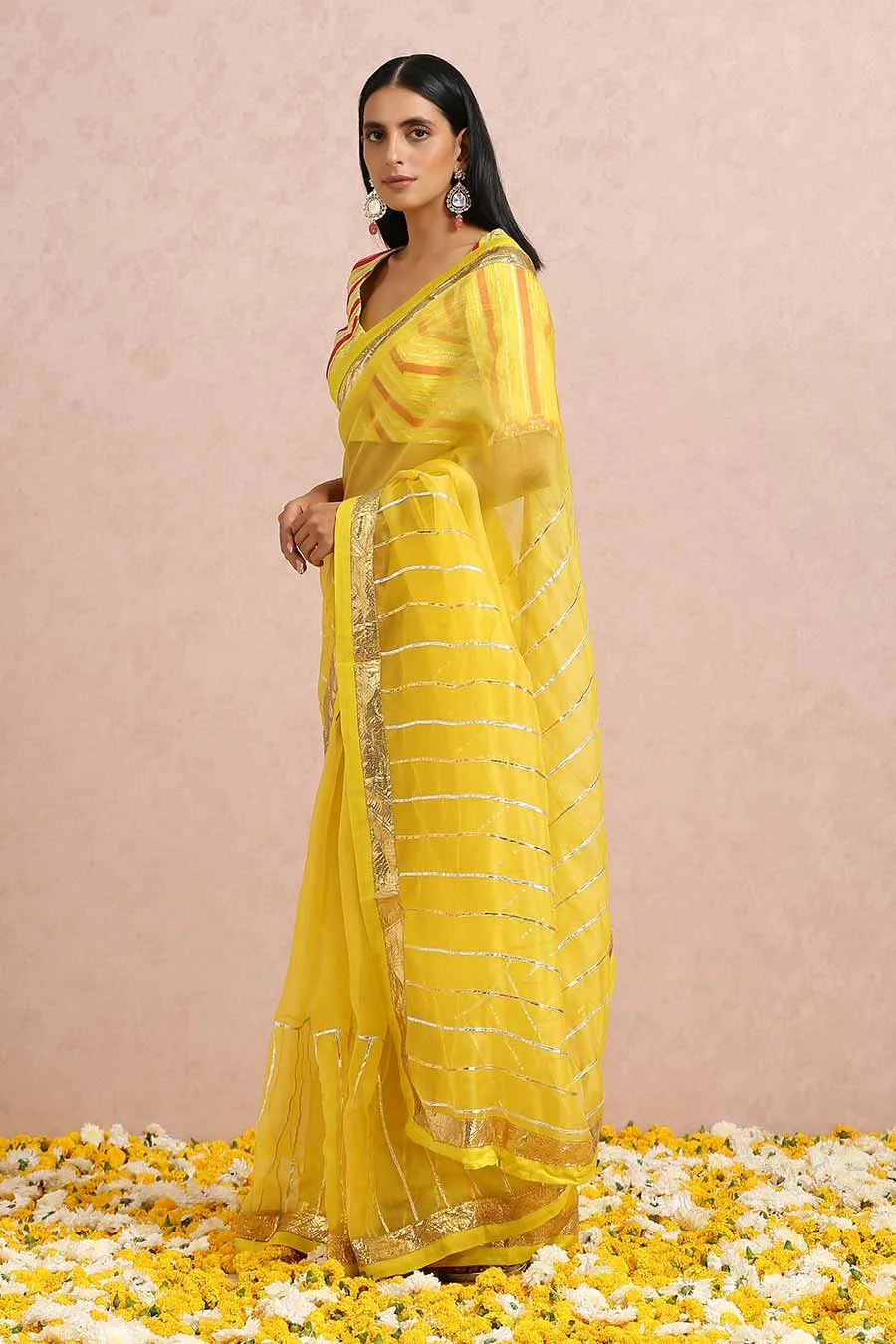 Yellow Organza Gota Saree & Blouse Set