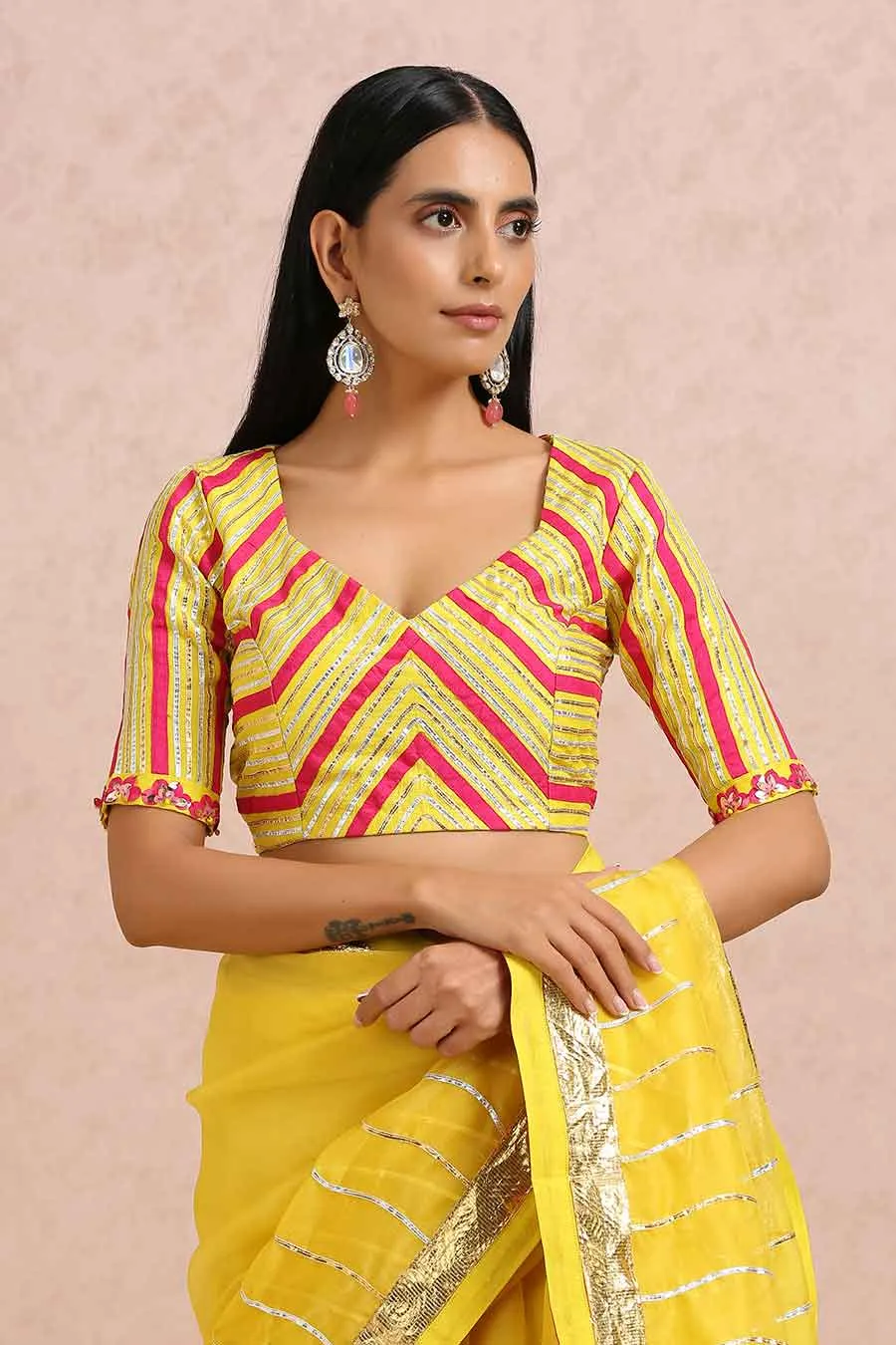 Yellow Organza Gota Saree & Blouse Set