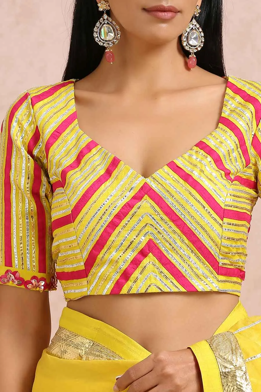 Yellow Organza Gota Saree & Blouse Set