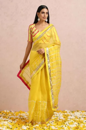 Yellow Organza Gota Saree & Blouse Set