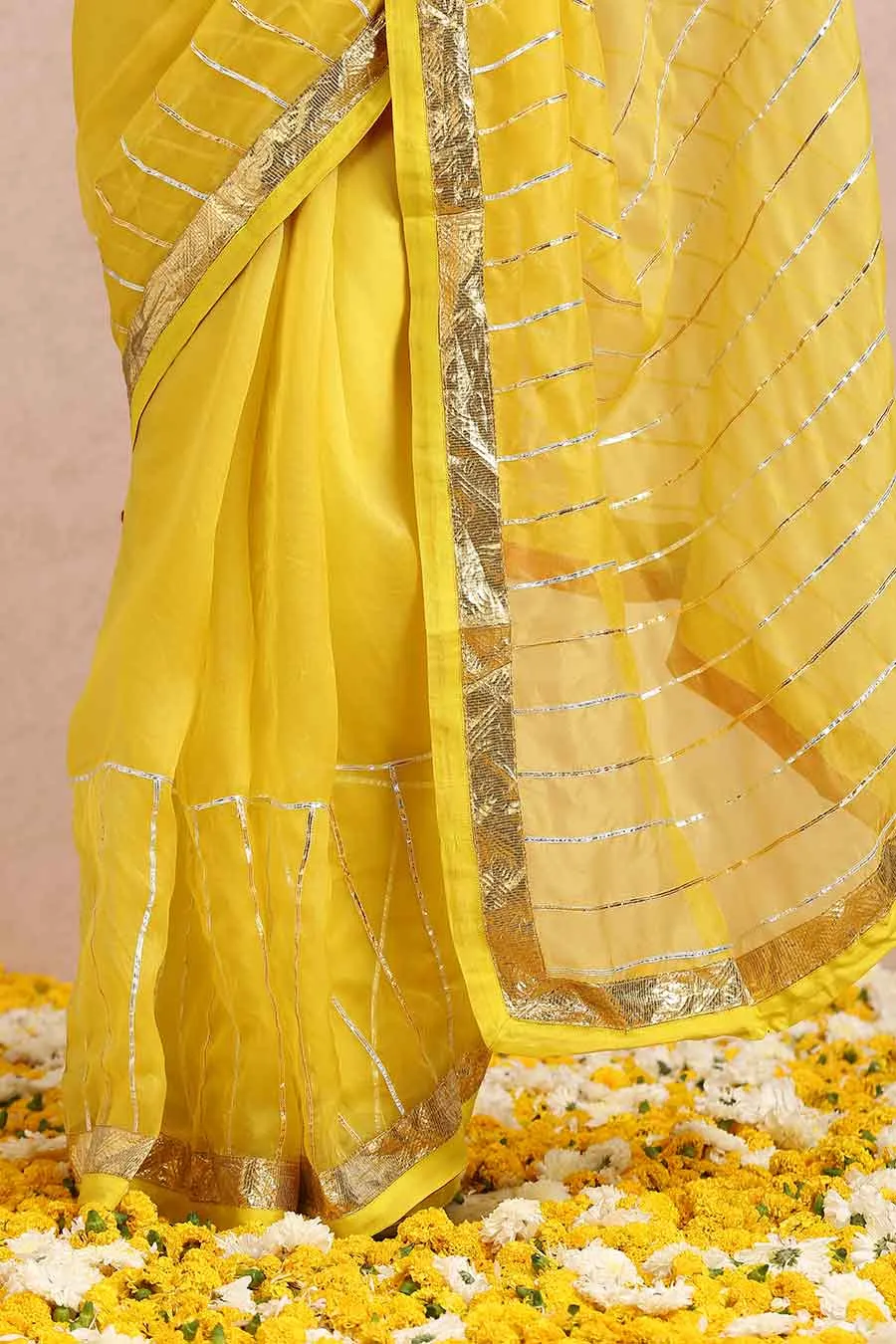 Yellow Organza Gota Saree & Blouse Set