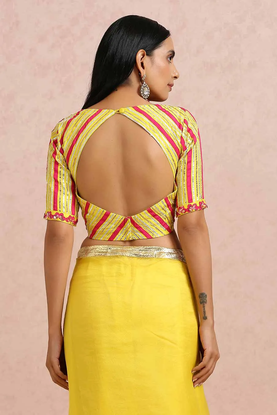 Yellow Organza Gota Saree & Blouse Set