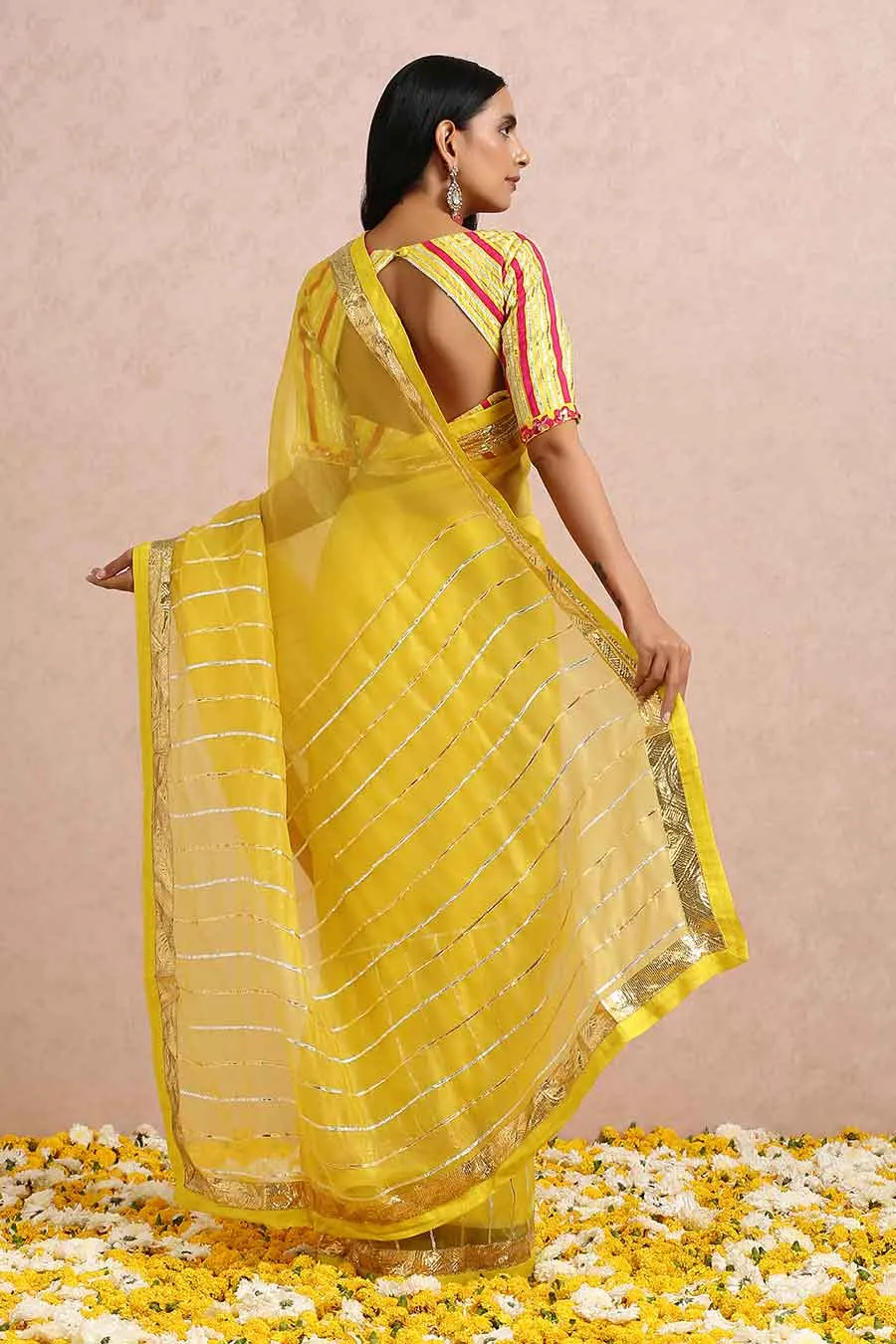 Yellow Organza Gota Saree & Blouse Set