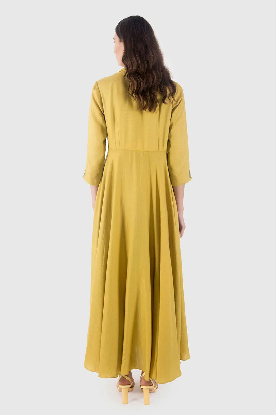 Yellow Peacock Print Dress