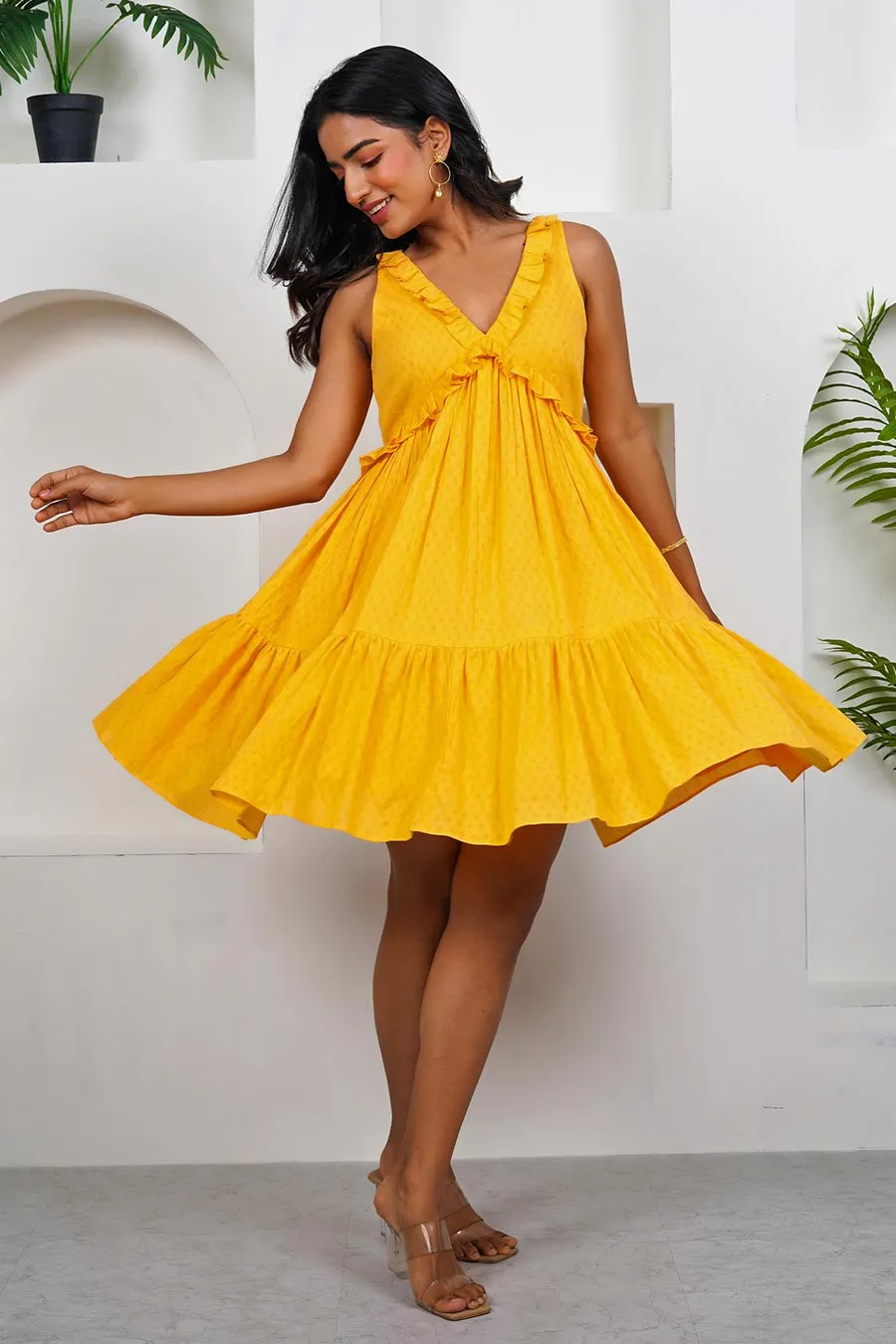Yellow Ruffle Dress