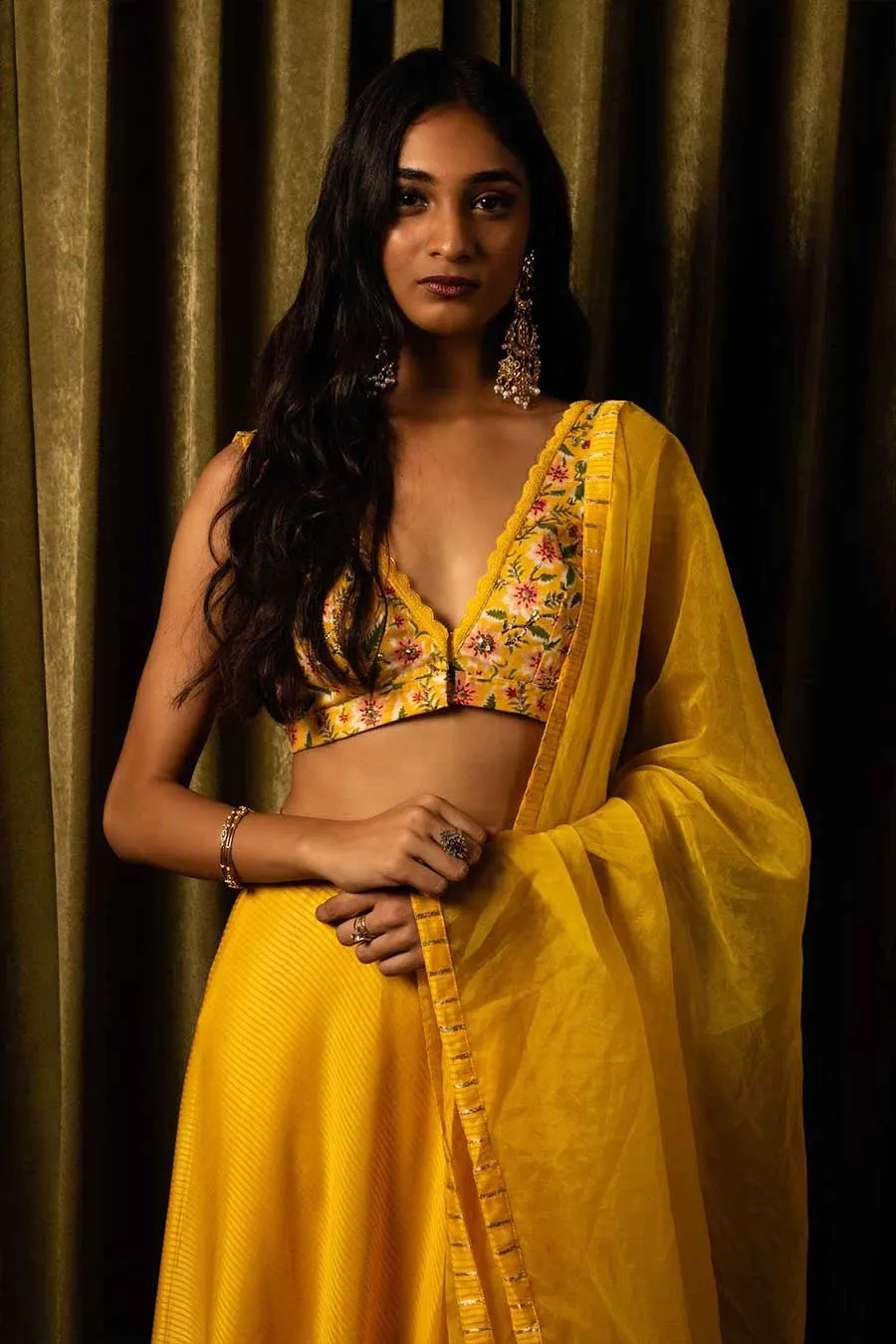 Yellow Silk Lehenga Set