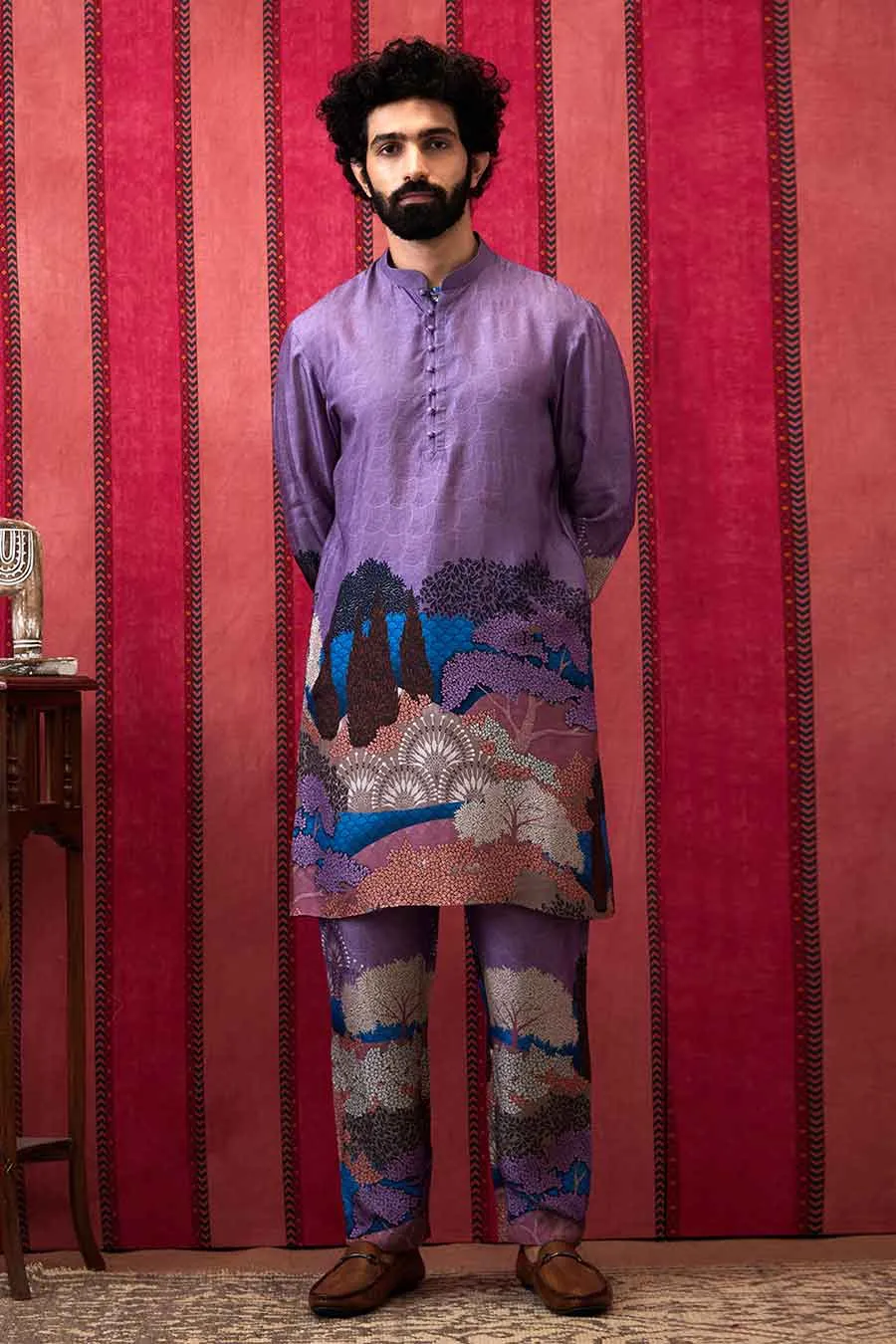 Zaynab Purple Printed Kurta Set