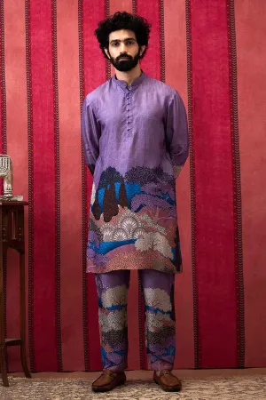 Zaynab Purple Printed Kurta Set