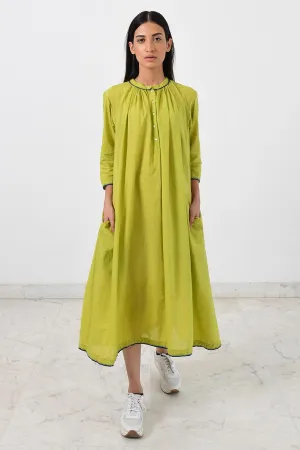 Zero Neck Green Kurta Dress