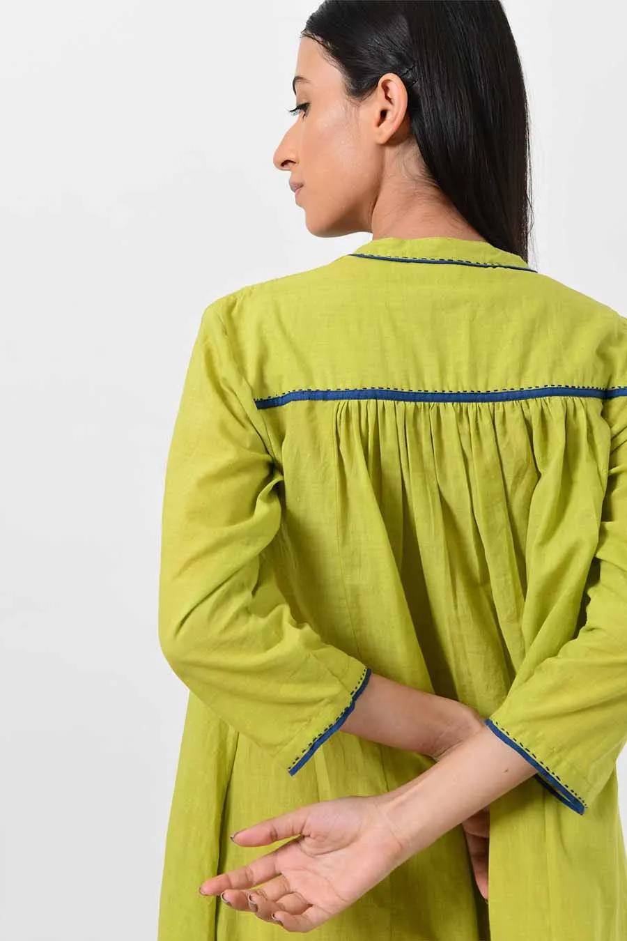 Zero Neck Green Kurta Dress