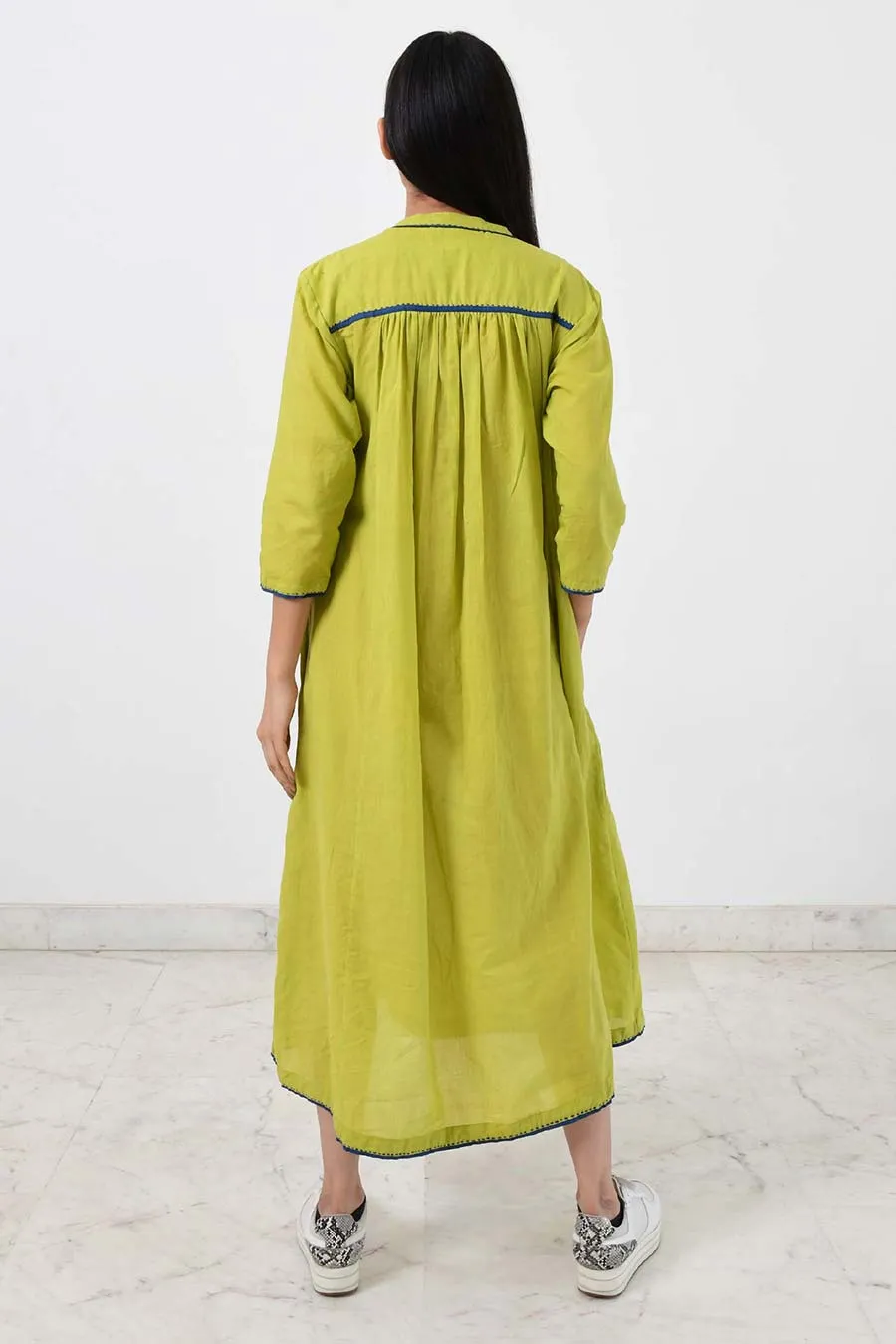 Zero Neck Green Kurta Dress